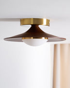 Plafonnier LED Bois & Or – Design Japonais Compact, Olav