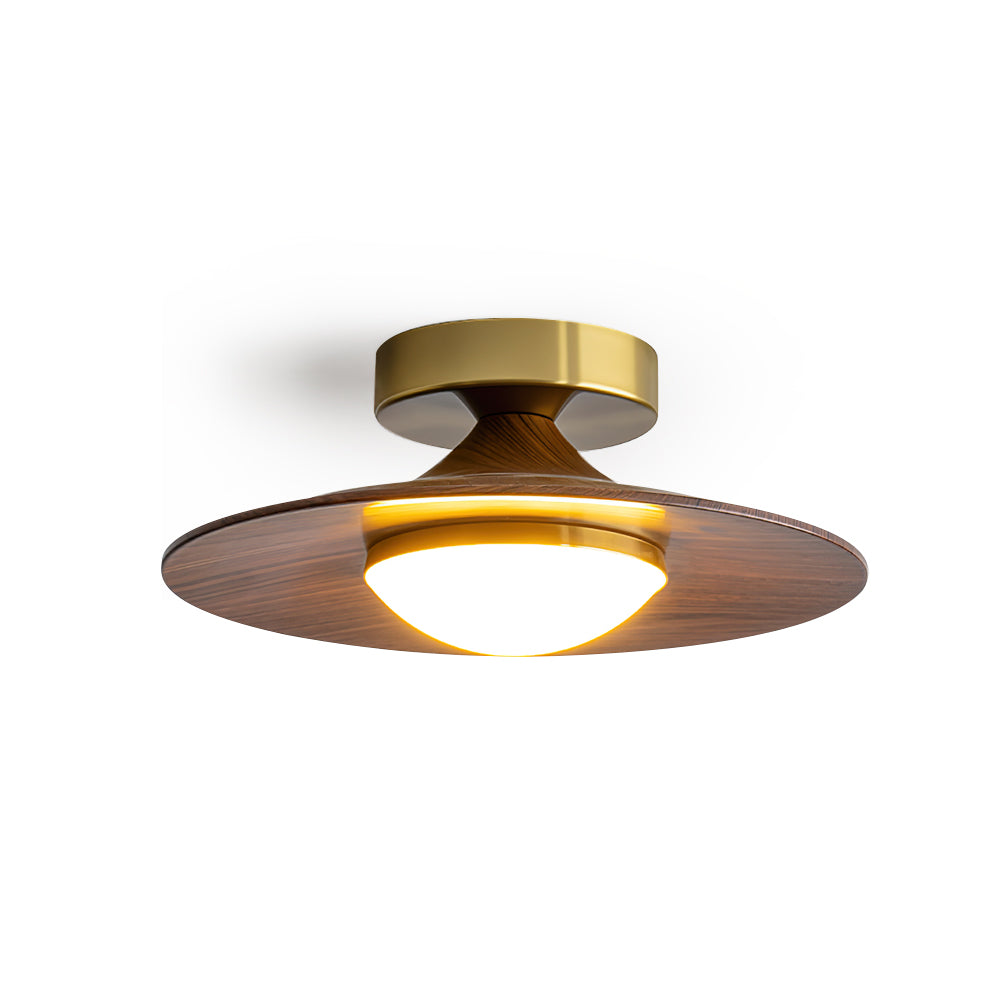 Plafonnier LED Bois & Or – Design Japonais Compact, Olav