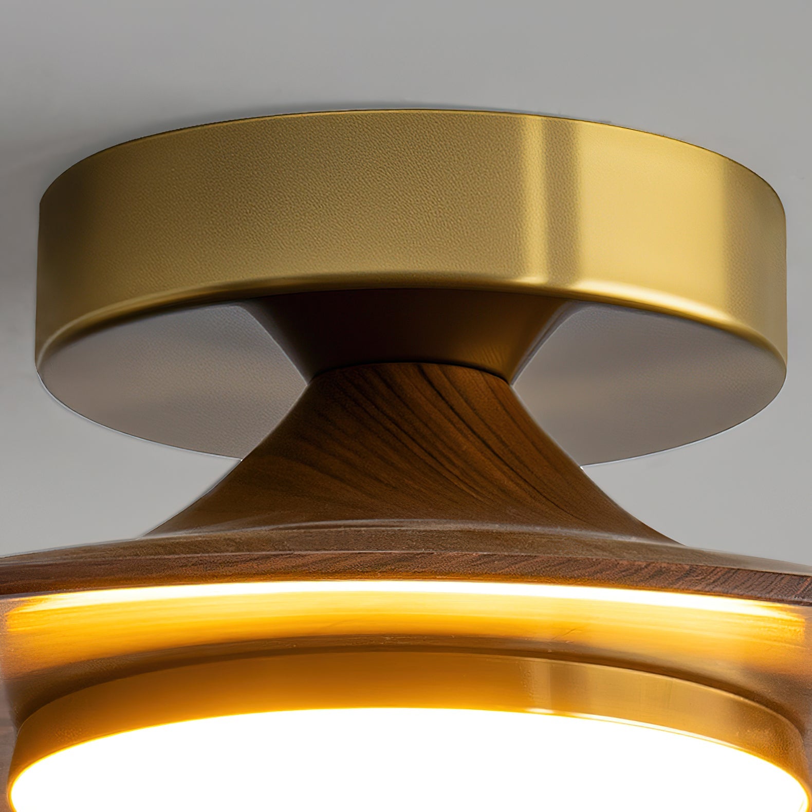 Plafonnier LED Bois & Or – Design Japonais Compact, Olav