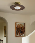 Plafonnier LED Bois & Or – Design Japonais Compact, Olav