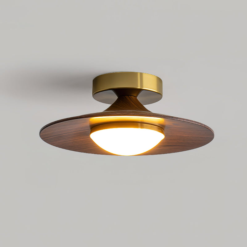 Plafonnier LED Bois & Or – Design Japonais Compact, Olav