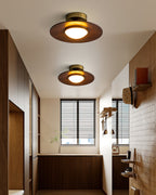 Plafonnier LED Bois & Or – Design Japonais Compact, Olav
