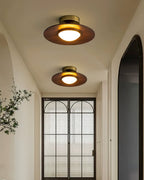 Plafonnier LED Bois & Or – Design Japonais Compact, Olav