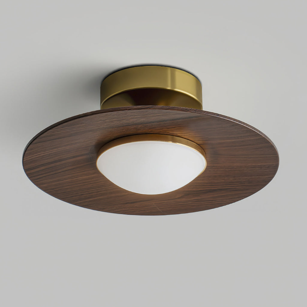 Plafonnier LED Bois & Or – Design Japonais Compact, Olav