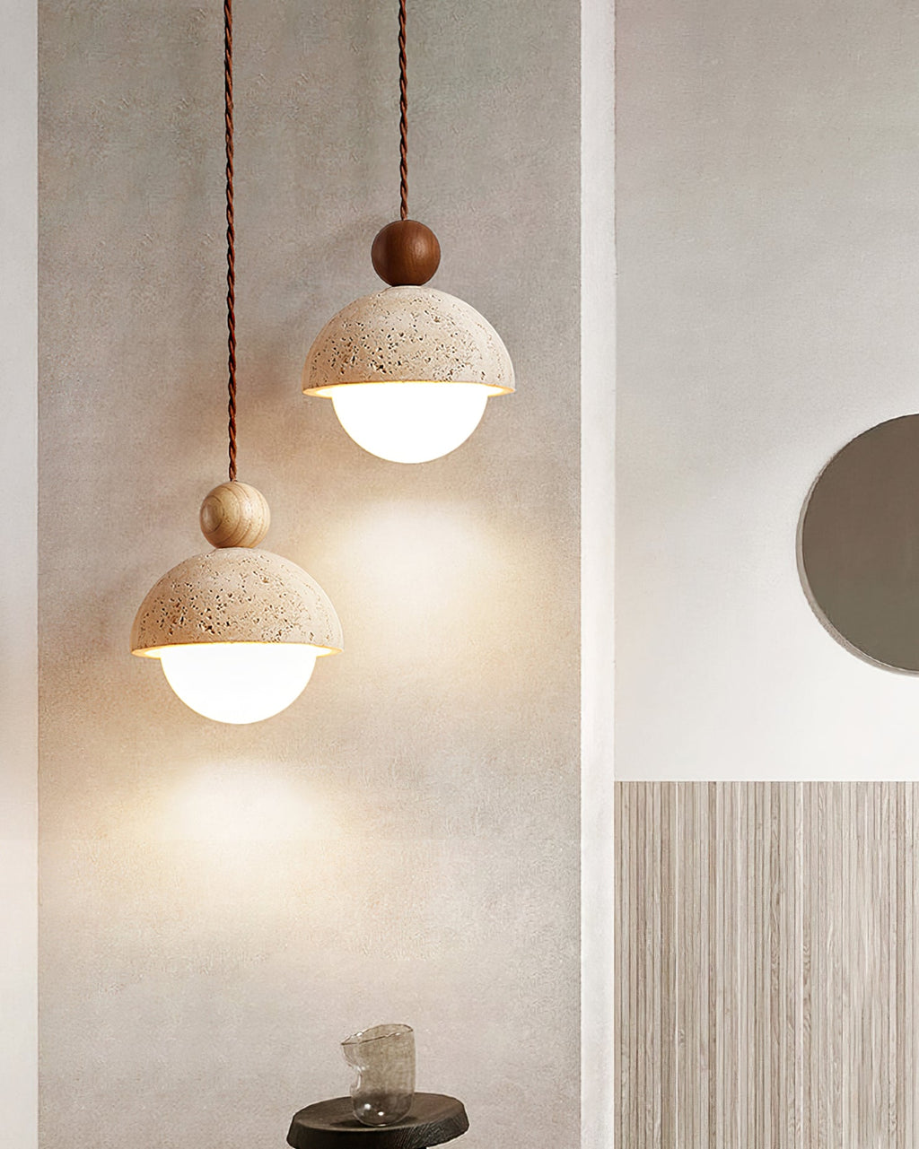 Suspension Bois Naturel Ronde – Design Japonais Épuré, Palermo