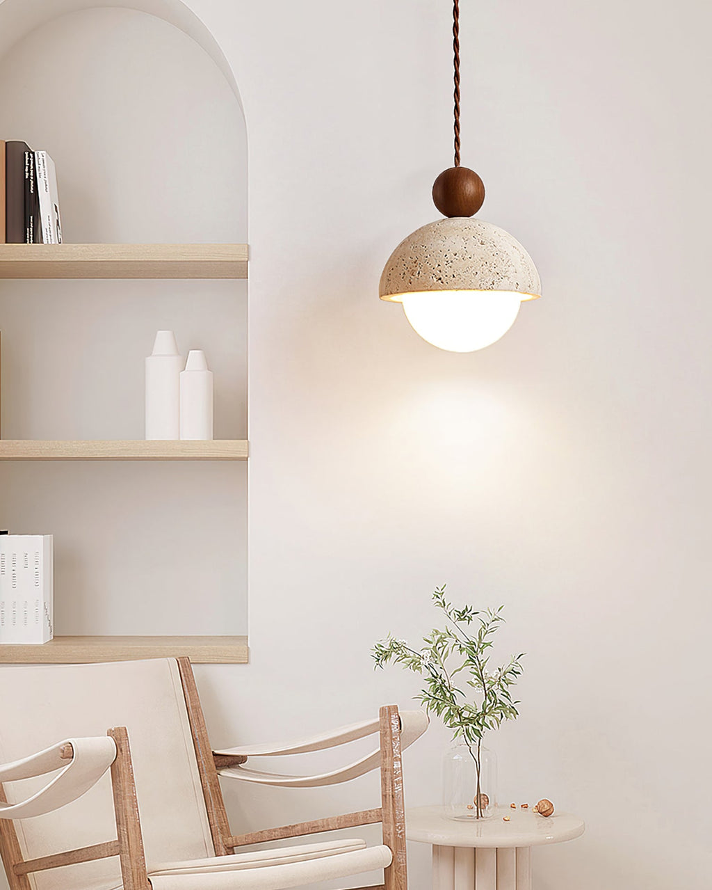 Suspension Bois Naturel Ronde – Design Japonais Épuré, Palermo