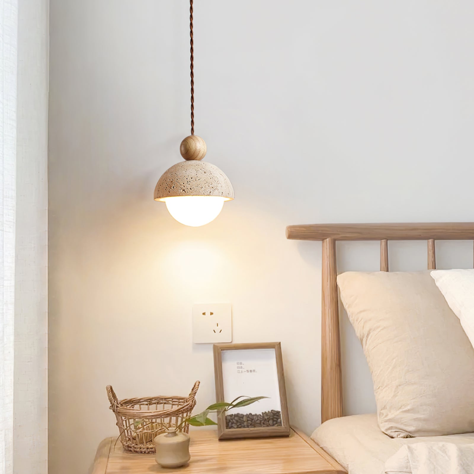 Suspension Bois Naturel Ronde – Design Japonais Épuré, Palermo