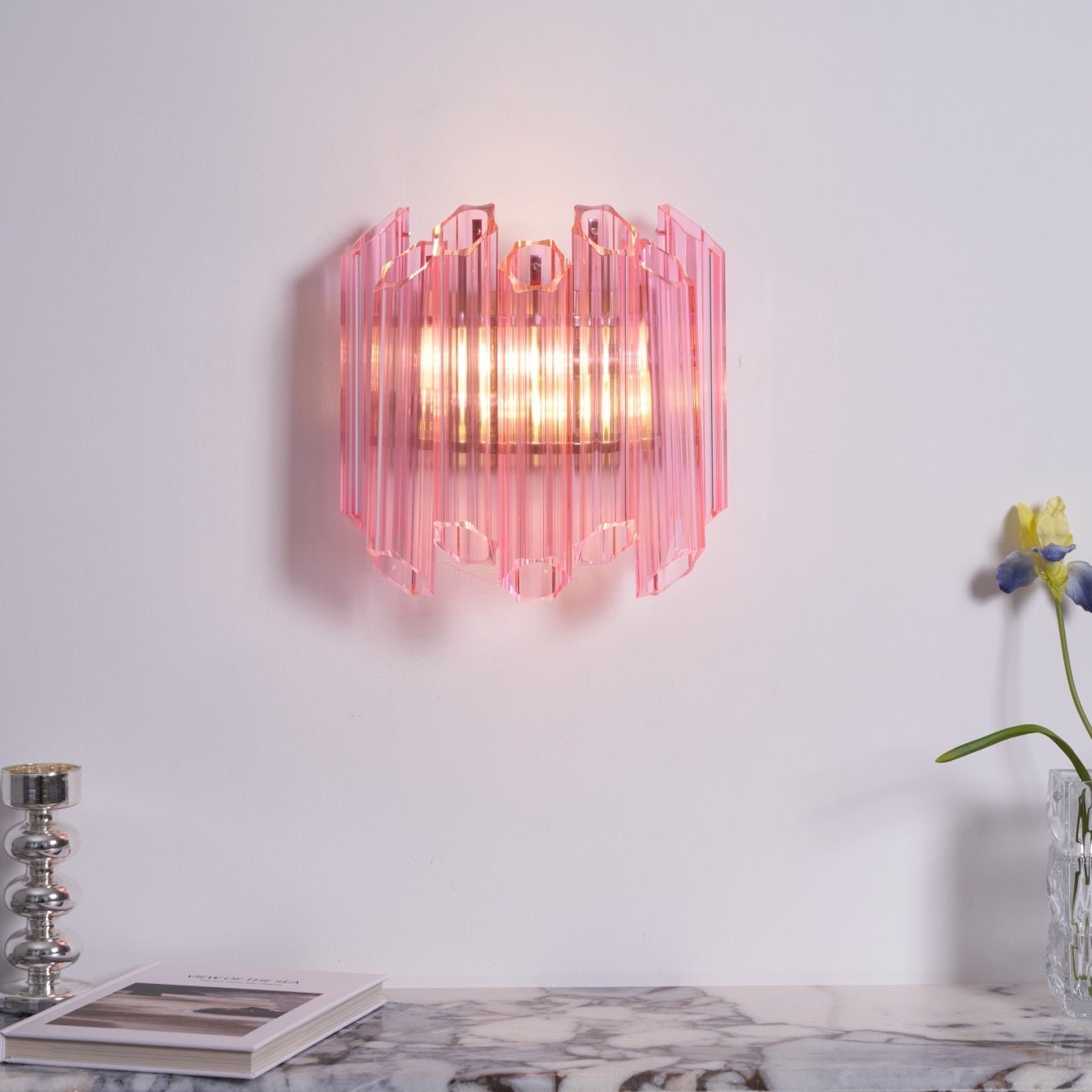 Applique Murale Tube Verre Murano Rose
