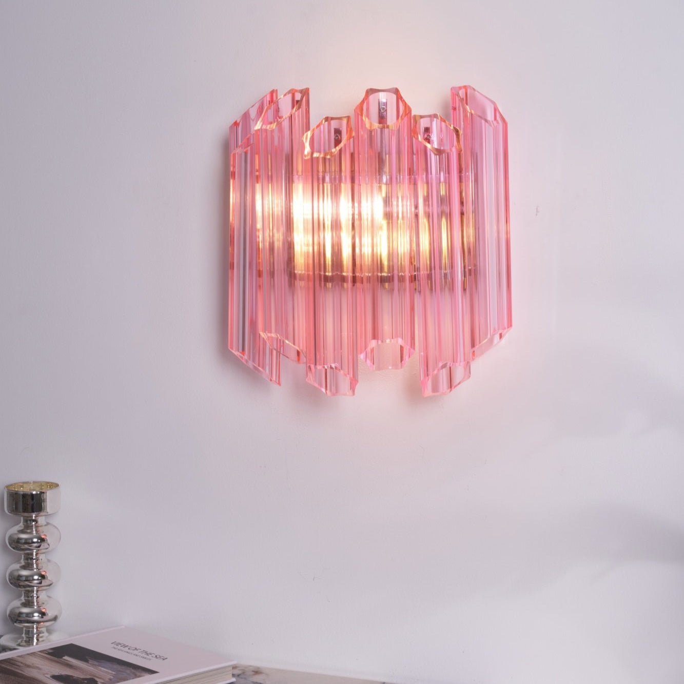 Applique Murale Tube Verre Murano Rose