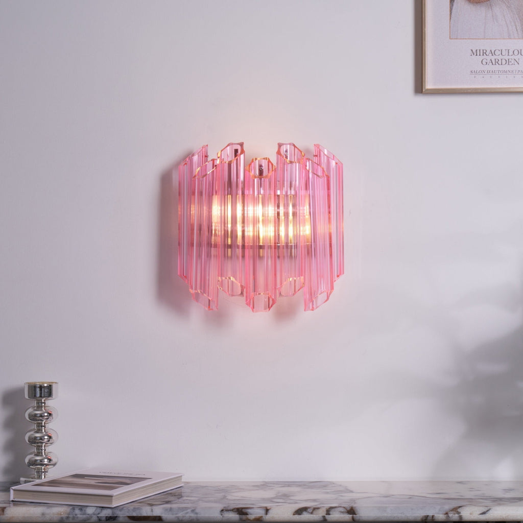 Applique Murale Tube Verre Murano Rose