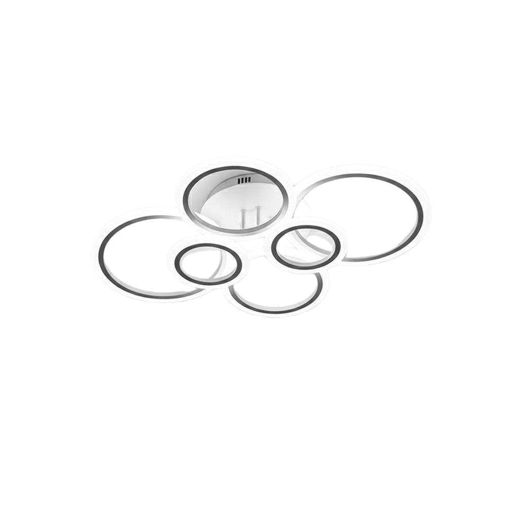 Plafonnier moderne en anneaux lumineux LED.