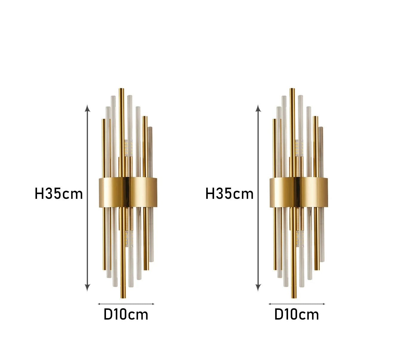 Applique Murale LED Cristal Luxe – Or ou Noir Moderne