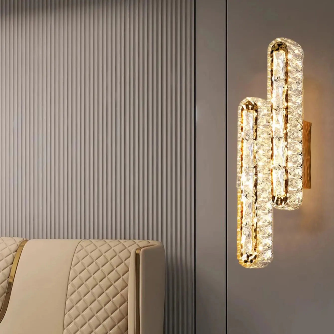 Applique Murale LED en Cristal – Design Moderne Doré