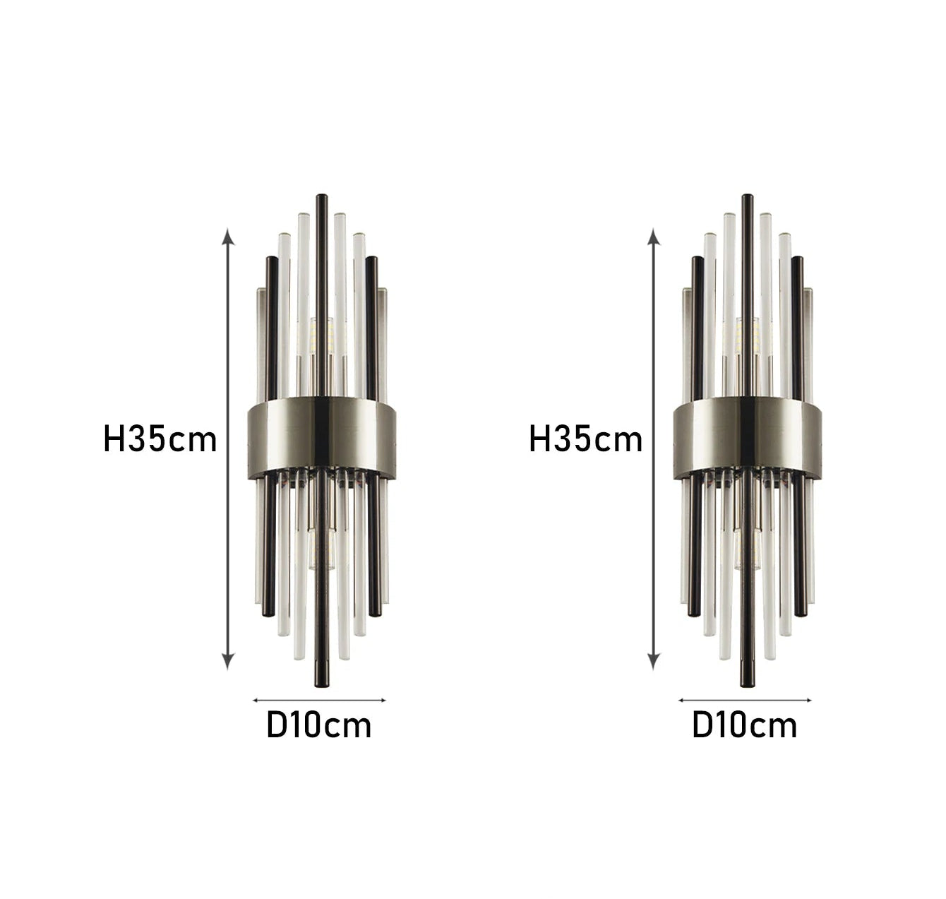 Applique Murale LED Cristal Luxe – Or ou Noir Moderne