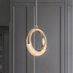 Suspension LED Lune Métal Cristal – Design Élégant Moderne Salon