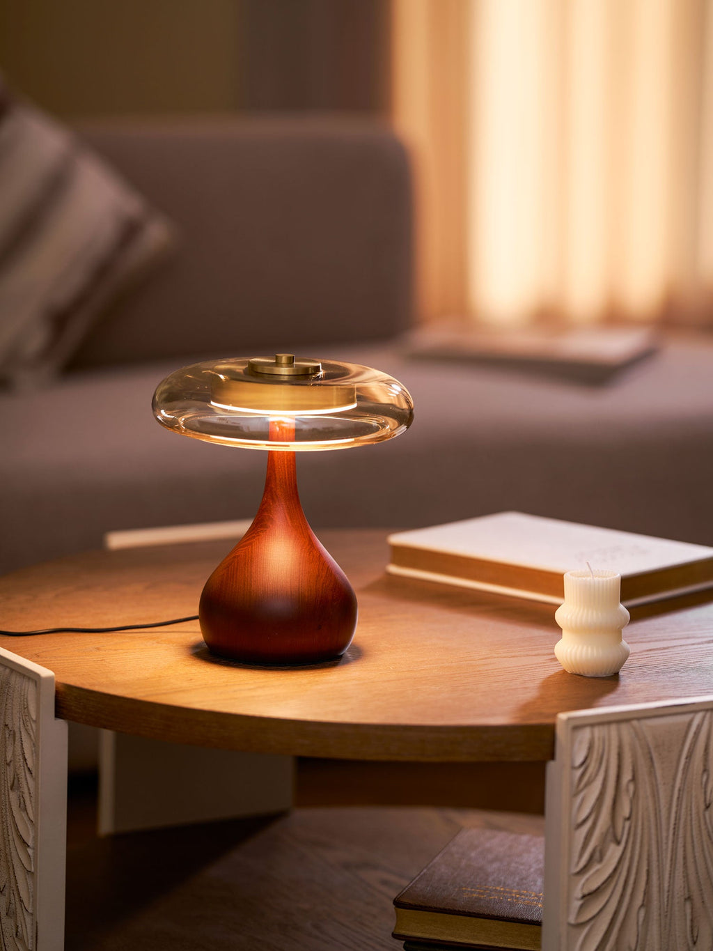 Lampe de Table Verre & Bois – Design Luxe Dimmable, Andi