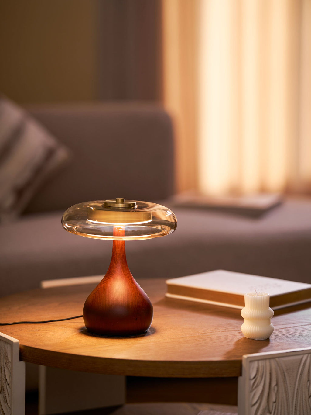 Lampe de Table Verre & Bois – Design Luxe Dimmable, Andi