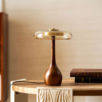 Lampe de Table Verre & Bois – Design Luxe Dimmable, Andi