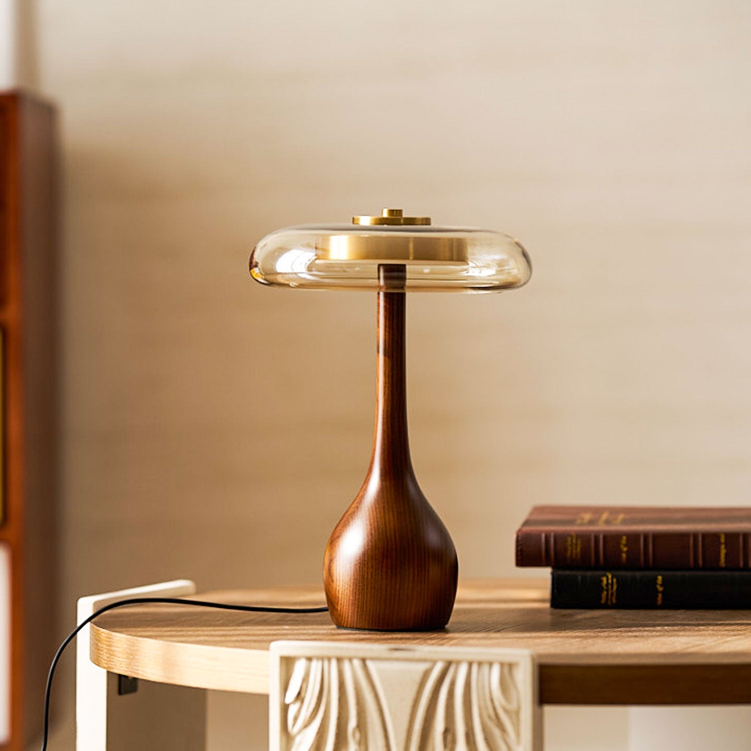 Lampe de Table Verre & Bois – Design Luxe Dimmable, Andi