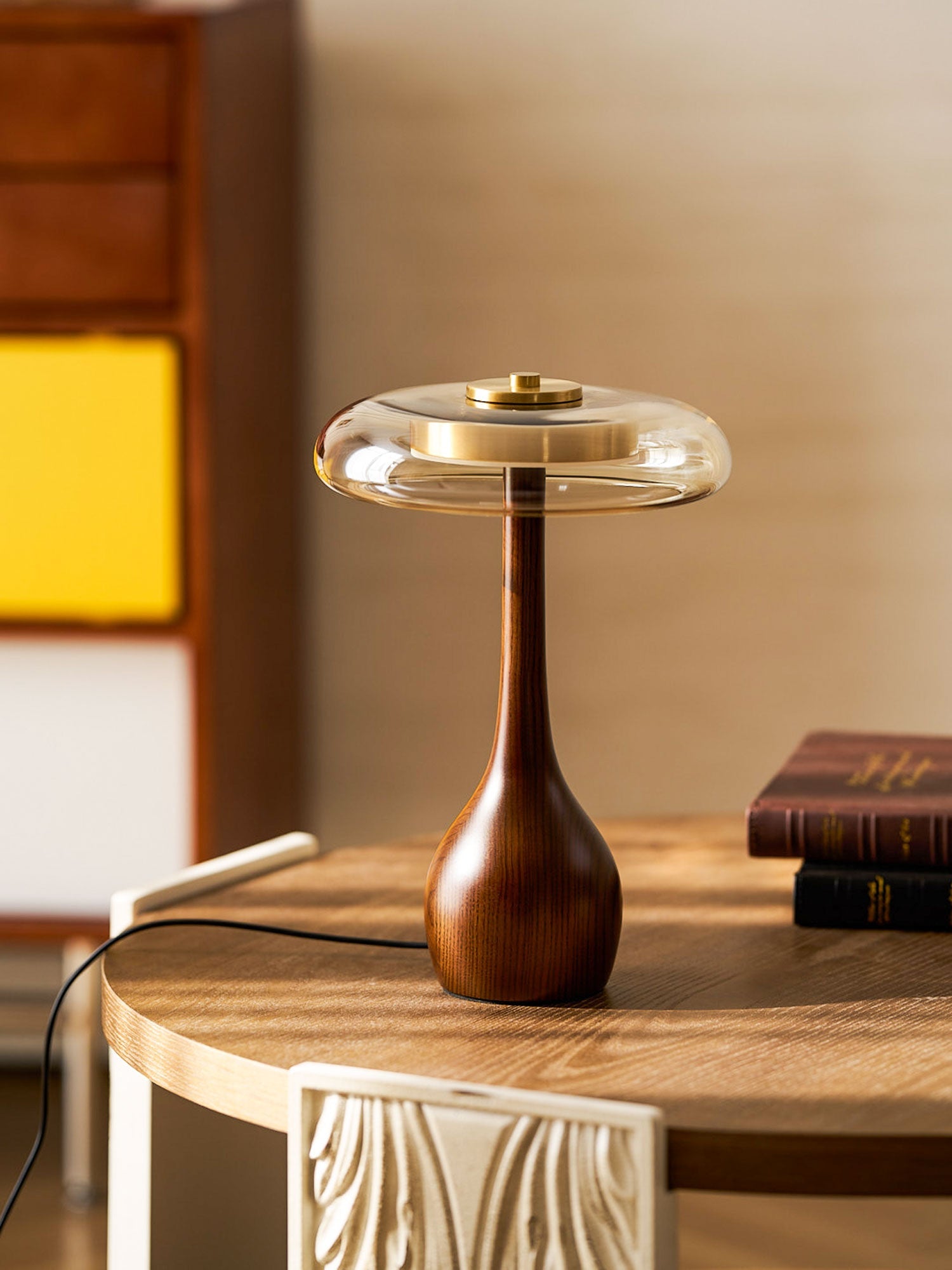 Lampe de Table Verre & Bois – Design Luxe Dimmable, Andi