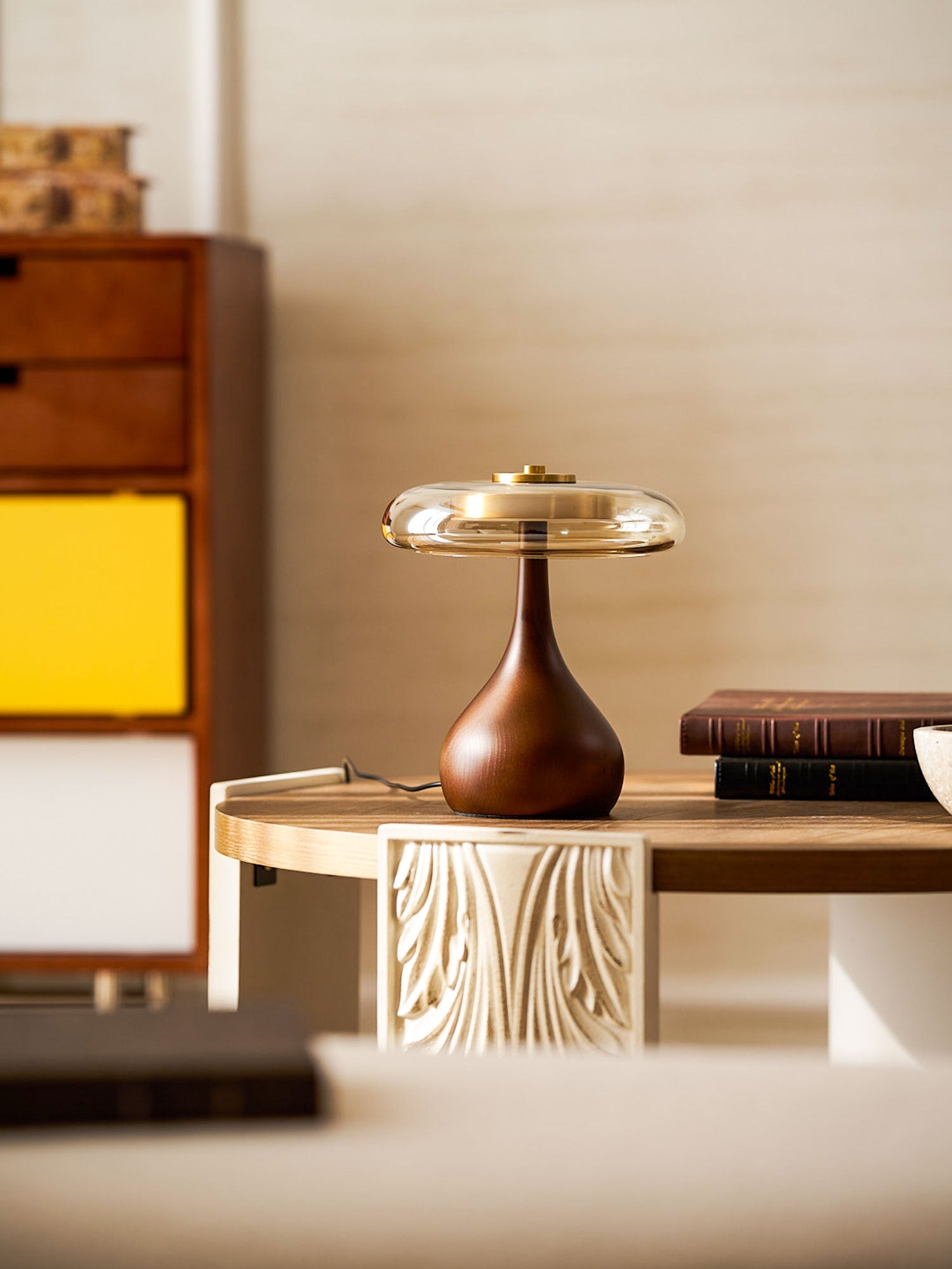 Lampe de Table Verre & Bois – Design Luxe Dimmable, Andi