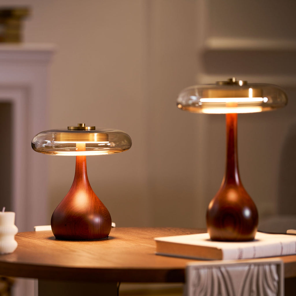Lampe de Table Verre & Bois – Design Luxe Dimmable, Andi