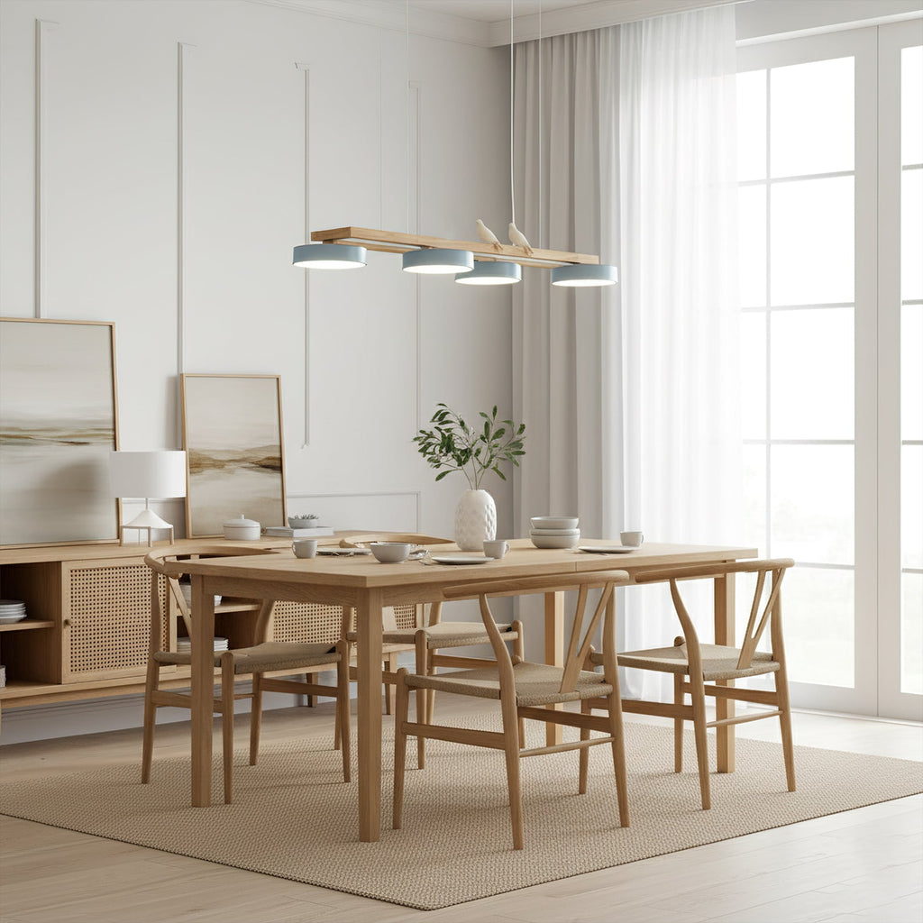 Lustre Bois Oiseau Rectangulaire – Design Naturel Scandinave, Sienna Long