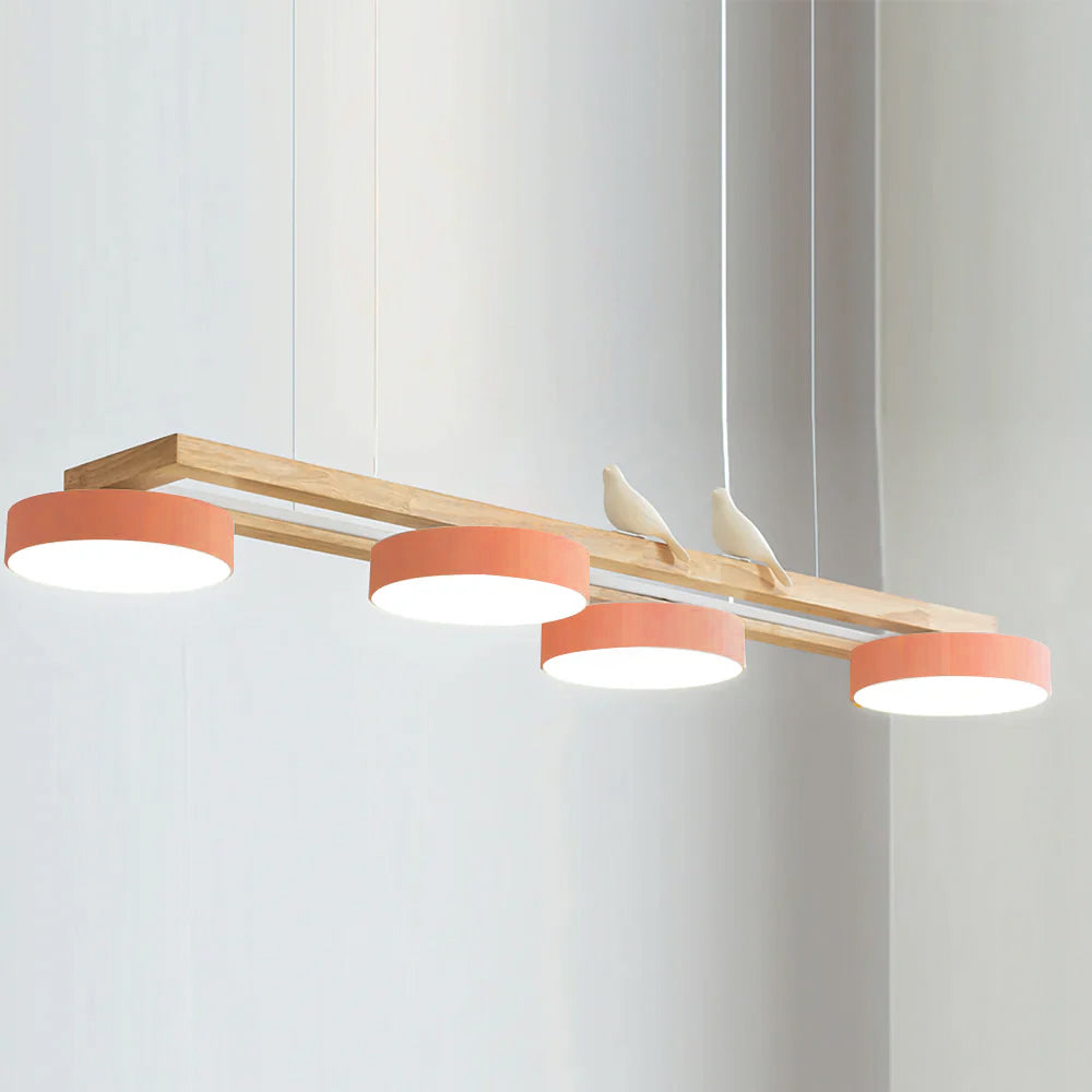 Lustre Bois Oiseau Rectangulaire – Design Naturel Scandinave, Sienna Long
