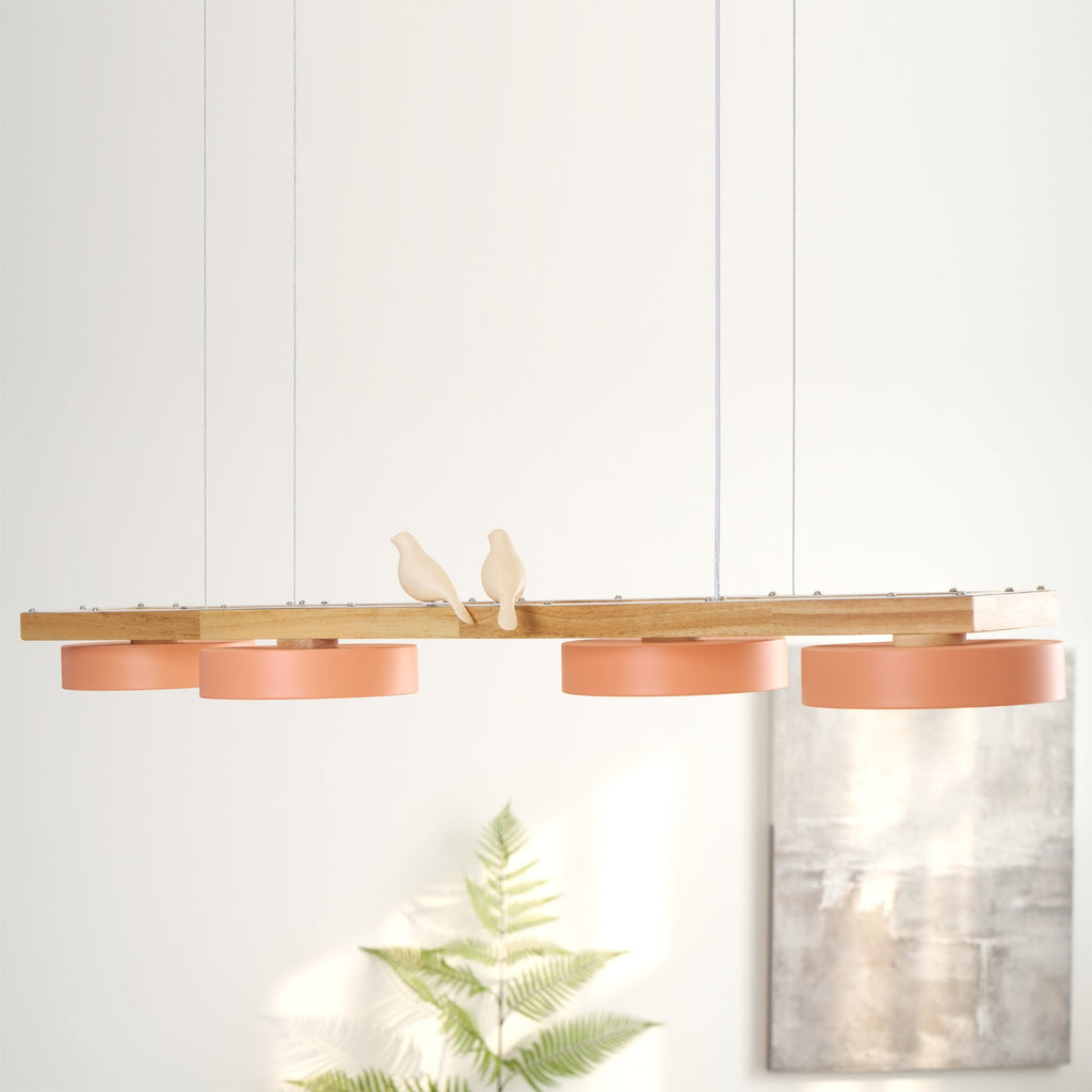 Lustre Bois Oiseau Rectangulaire – Design Naturel Scandinave, Sienna Long