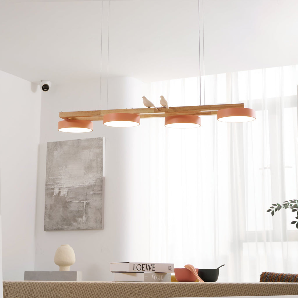 Lustre Bois Oiseau Rectangulaire – Design Naturel Scandinave, Sienna Long