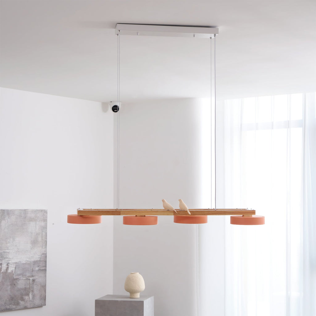Lustre Bois Oiseau Rectangulaire – Design Naturel Scandinave, Sienna Long