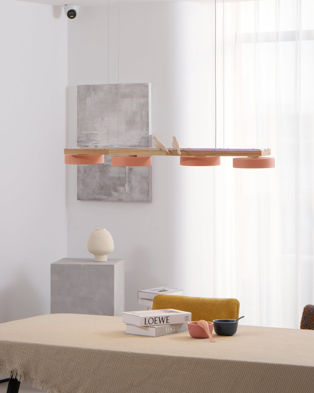 Lustre Bois Oiseau Rectangulaire – Design Naturel Scandinave, Sienna Long