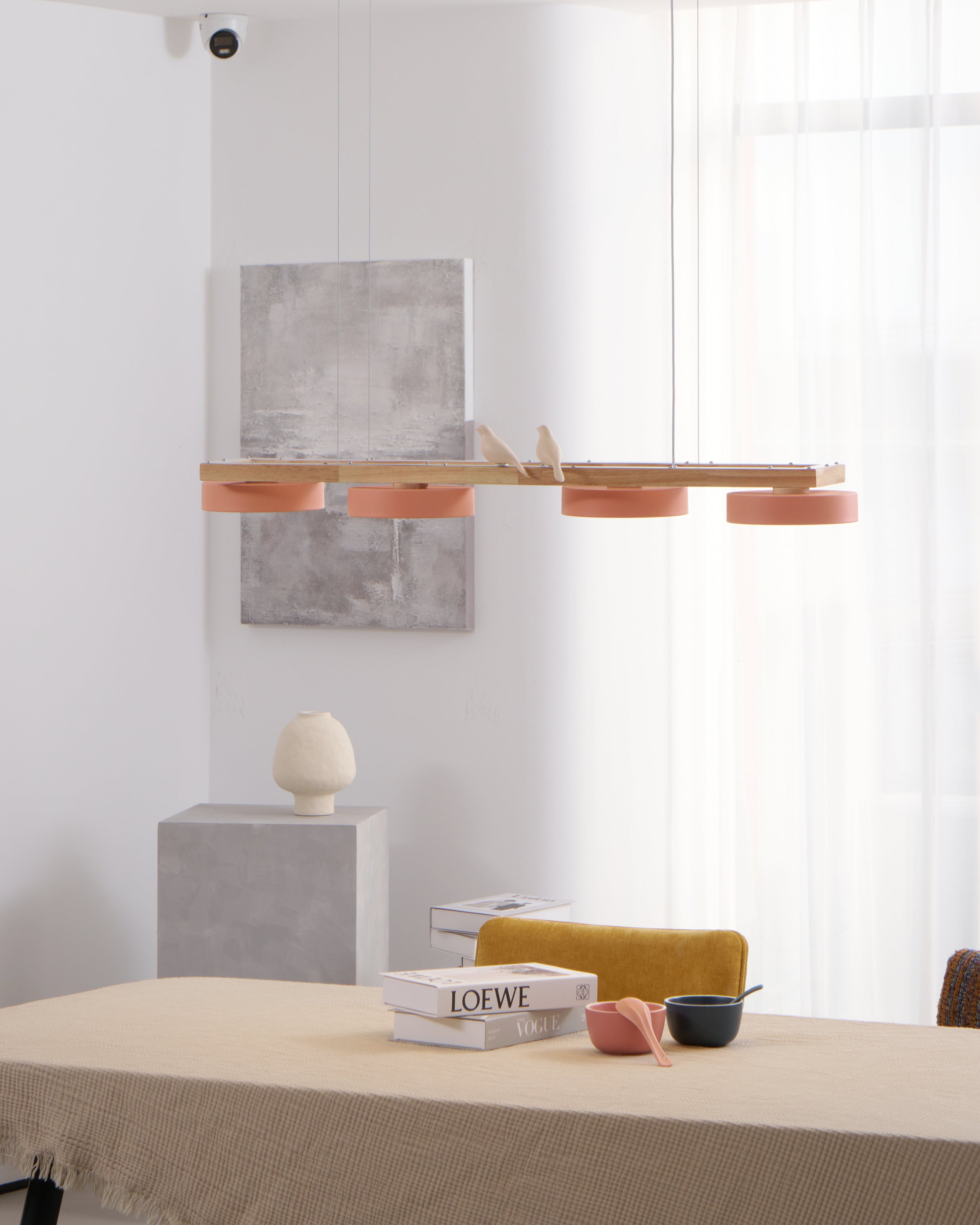 Lustre Bois Oiseau Rectangulaire – Design Naturel Scandinave, Sienna Long