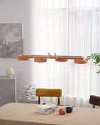 Lustre Bois Oiseau Rectangulaire – Design Naturel Scandinave, Sienna Long