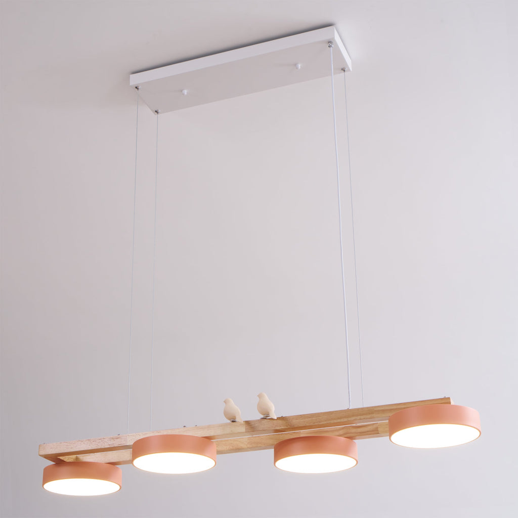 Lustre Bois Oiseau Rectangulaire – Design Naturel Scandinave, Sienna Long
