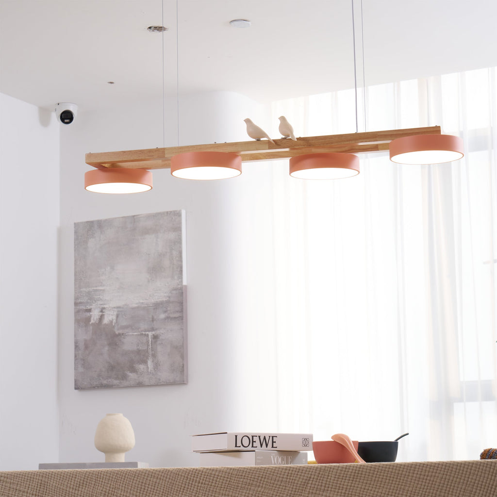 Lustre Bois Oiseau Rectangulaire – Design Naturel Scandinave, Sienna Long