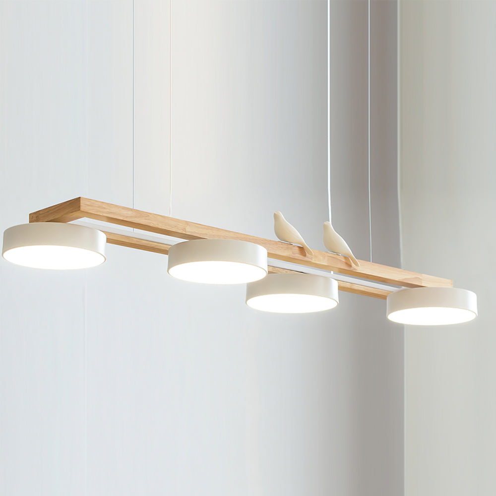 Lustre Bois Oiseau Rectangulaire – Design Naturel Scandinave, Sienna Long