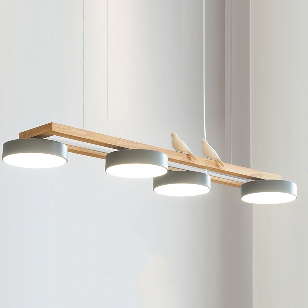 Lustre Bois Oiseau Rectangulaire – Design Naturel Scandinave, Sienna Long