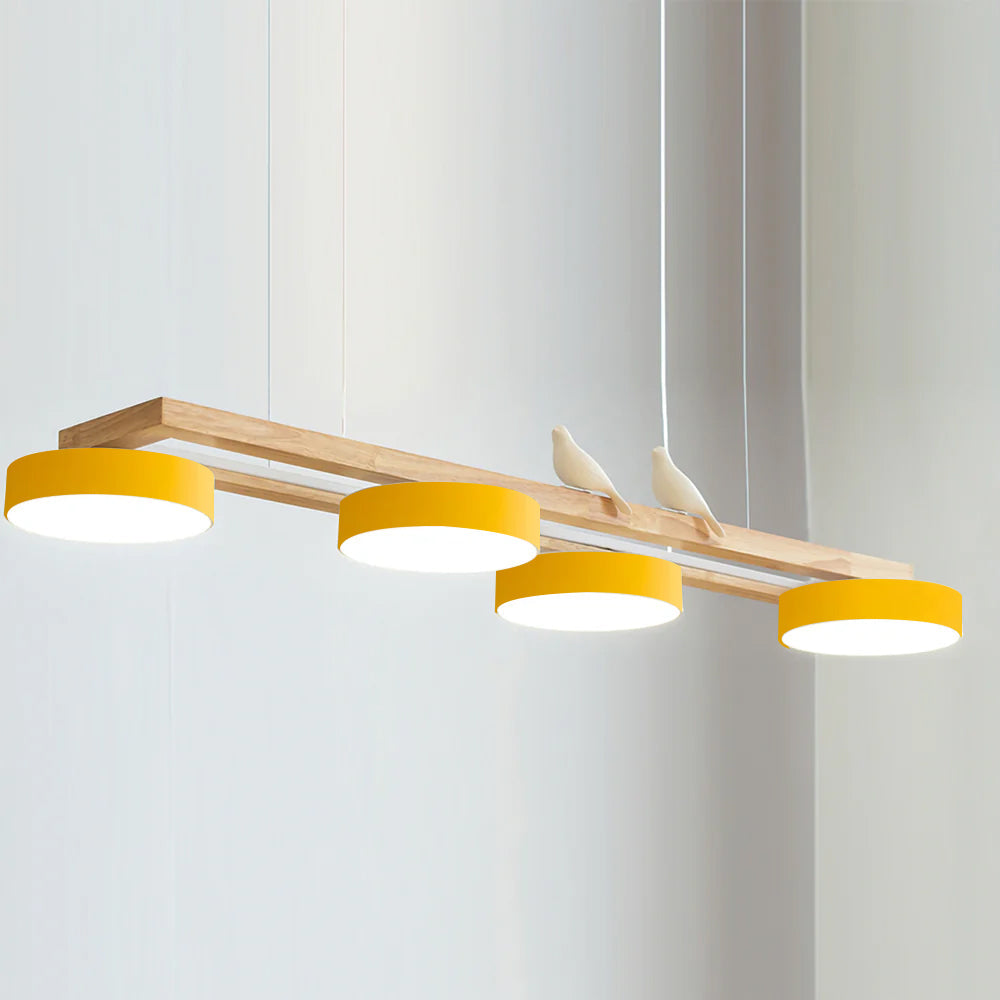 Lustre Bois Oiseau Rectangulaire – Design Naturel Scandinave, Sienna Long