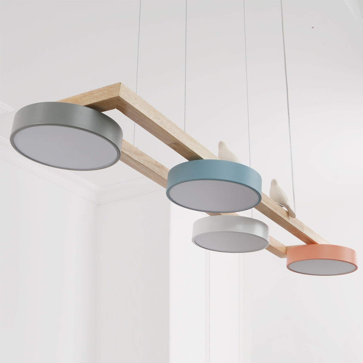 Lustre Bois Oiseau Rectangulaire – Design Naturel Scandinave, Sienna Long