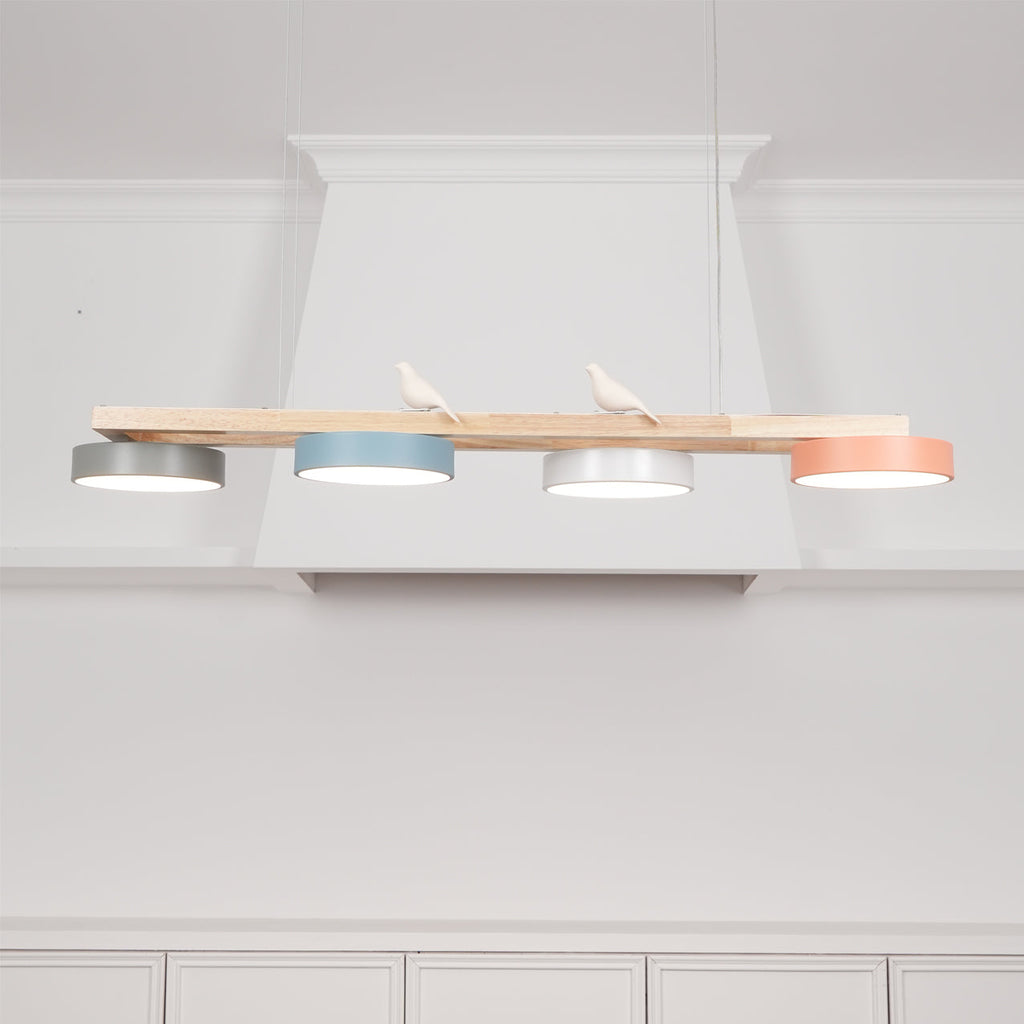 Lustre Bois Oiseau Rectangulaire – Design Naturel Scandinave, Sienna Long