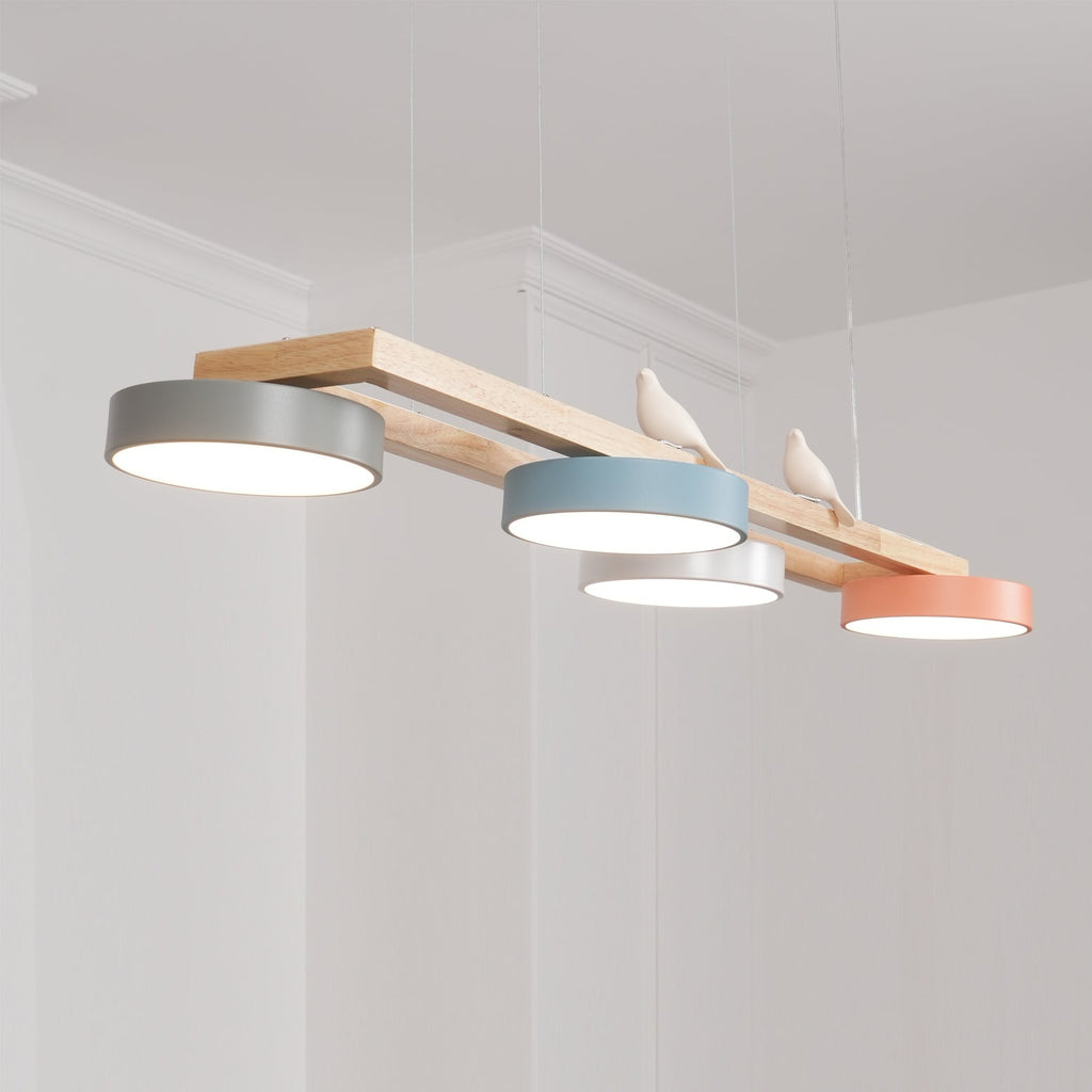 Lustre Bois Oiseau Rectangulaire – Design Naturel Scandinave, Sienna Long