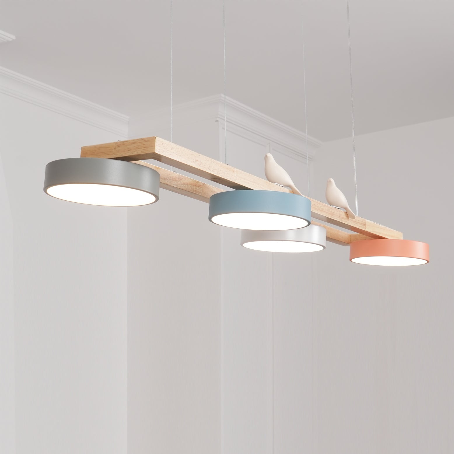 Lustre Bois Oiseau Rectangulaire – Design Naturel Scandinave, Sienna Long