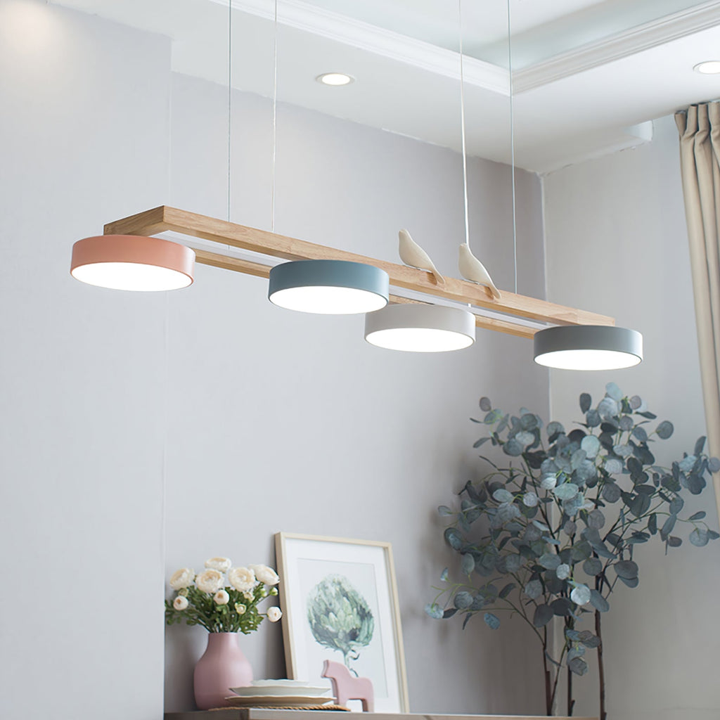 Lustre Bois Oiseau Rectangulaire – Design Naturel Scandinave, Sienna Long