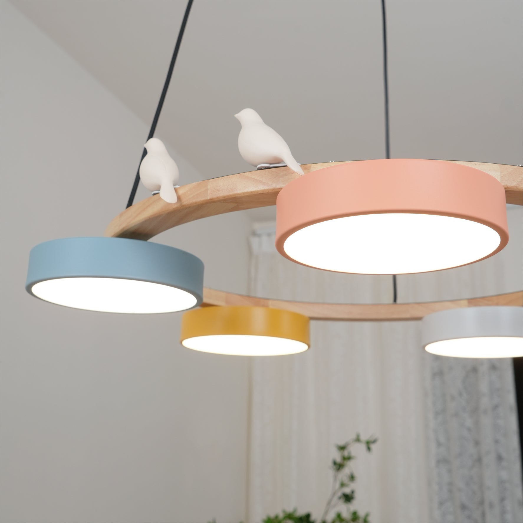 Lustre Bois Oiseau Rond – Design Naturel Scandinave, Sienna