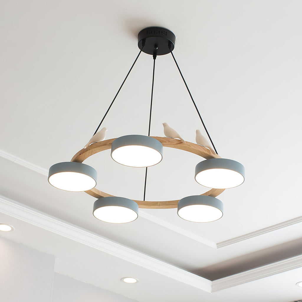 Lustre Bois Oiseau Rond – Design Naturel Scandinave, Sienna