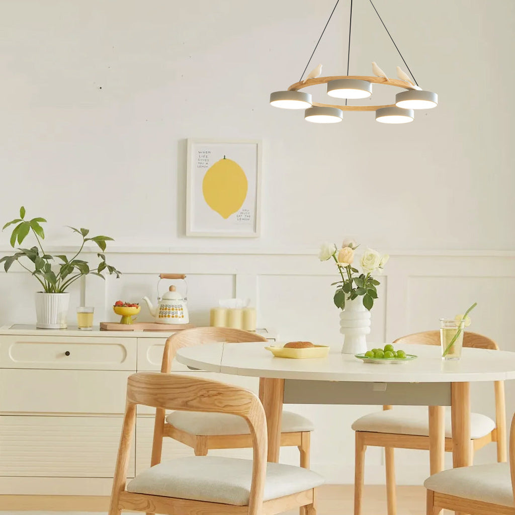 Lustre Bois Oiseau Rond – Design Naturel Scandinave, Sienna
