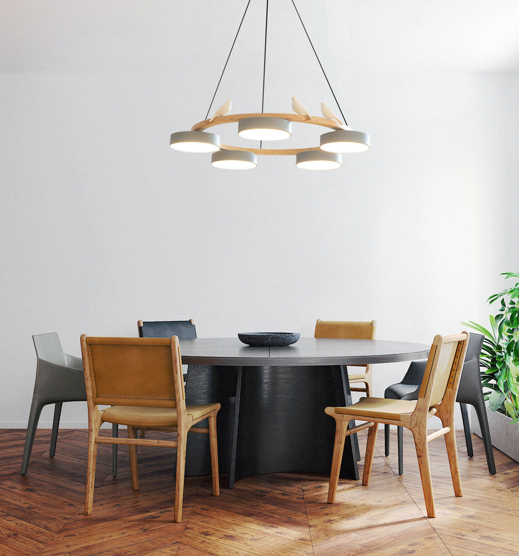 Lustre Bois Oiseau Rond – Design Naturel Scandinave, Sienna