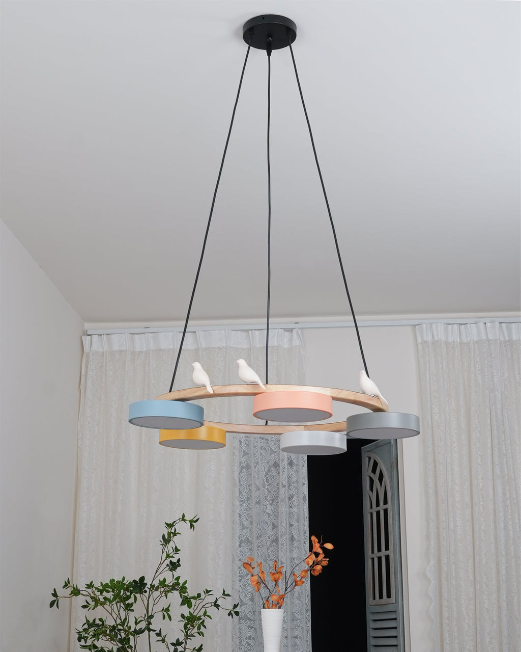 Lustre Bois Oiseau Rond – Design Naturel Scandinave, Sienna