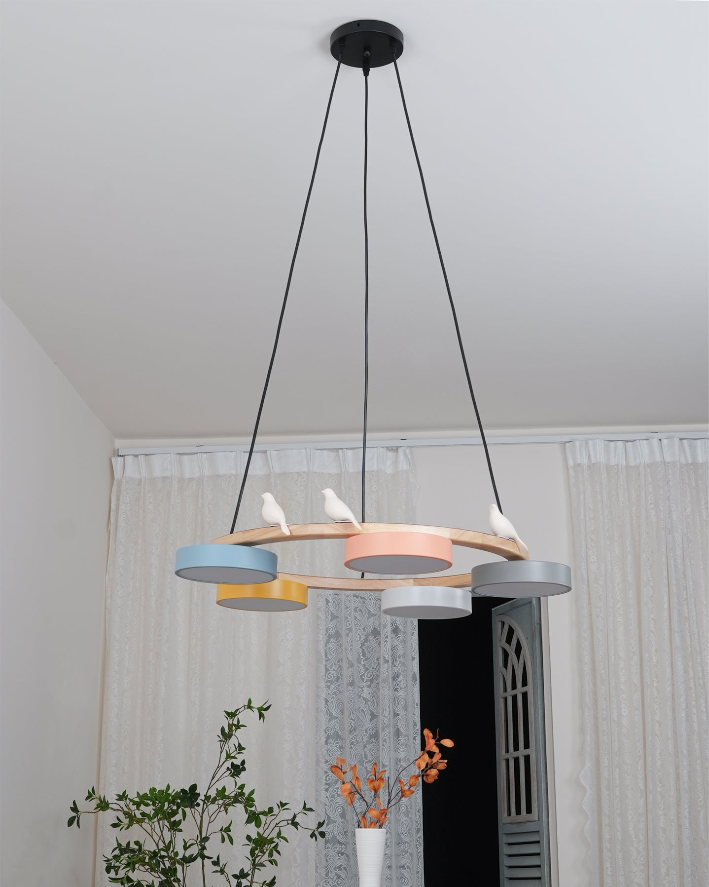 Lustre Bois Oiseau Rond – Design Naturel Scandinave, Sienna
